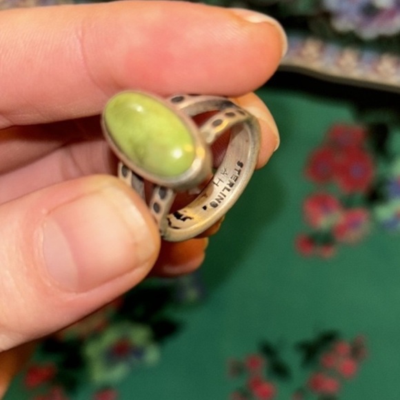 🫒 {PRICE FIRM} RARE DDR Green Turquoise Single Stone Ring, Hallmark, #741 - Picture 8 of 8